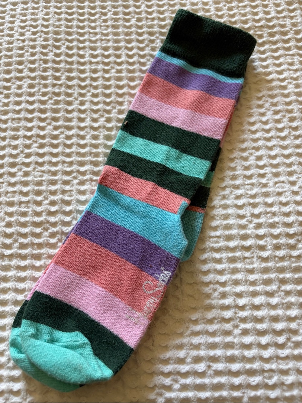 Happy Socks Striped Crew Socks - Teal, Pink, Purple & Black